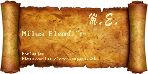 Milus Elemér névjegykártya